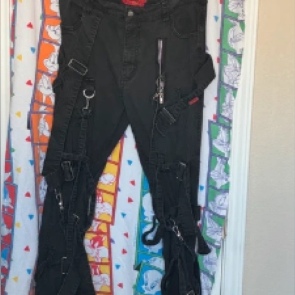 Black Utility Gothic Harness Pants